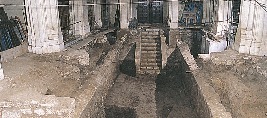 The main crypt below the central nave during excavation work